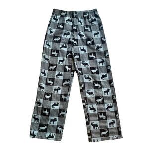 Komar Kids Boys Gray Moose Plaid Fleece Pajama Lounge Pants Size Medium (8)